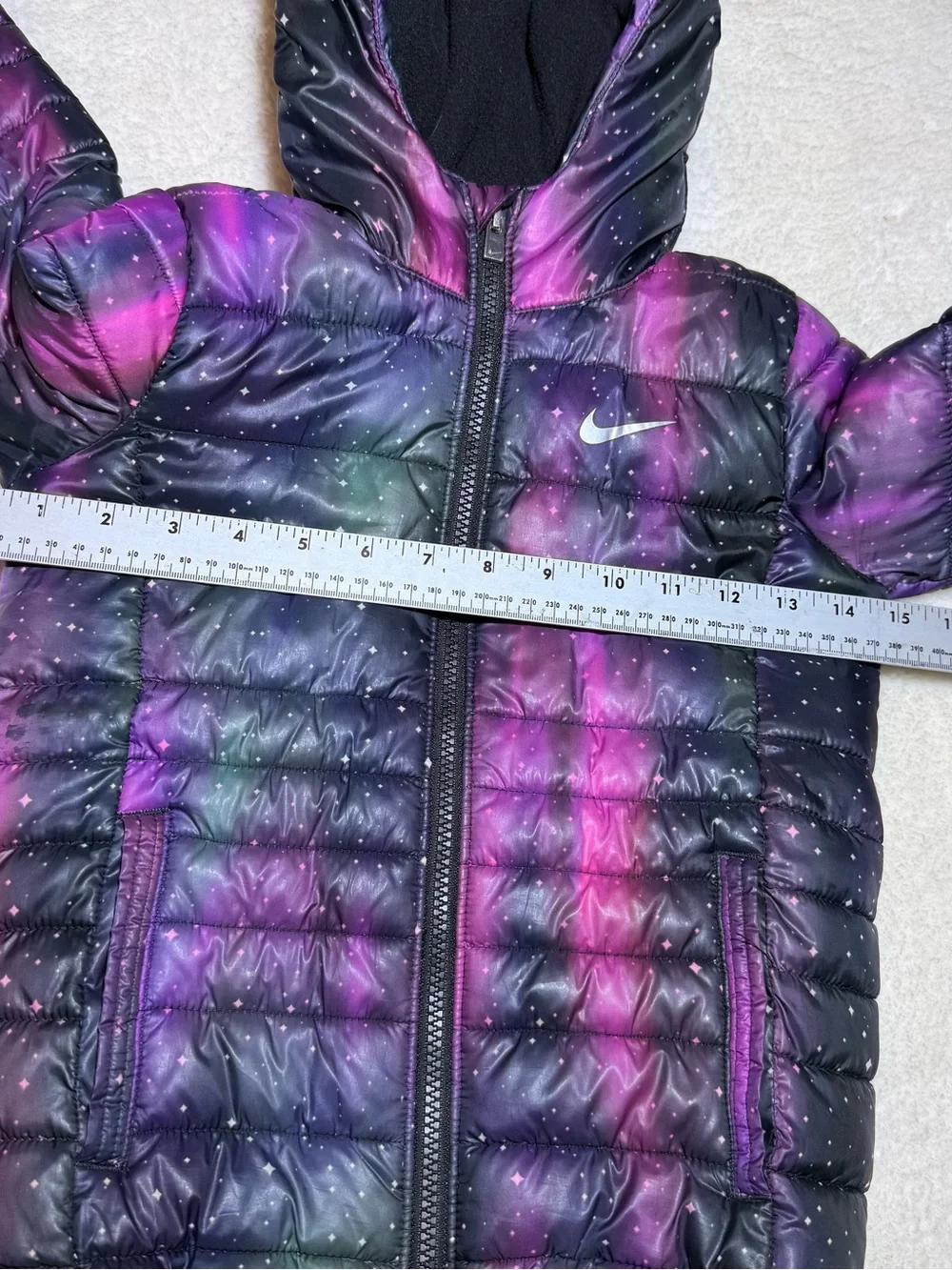Nike Kids Full-Zip Just Do It Puffer Jacket galaxy print black/pink size 4T